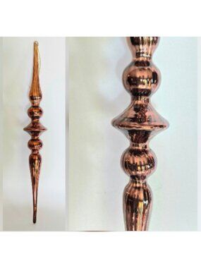 Raz Imports 12" Copper/ Bronze Long Ribbed Finial Style Ornament, Mercury Glass,